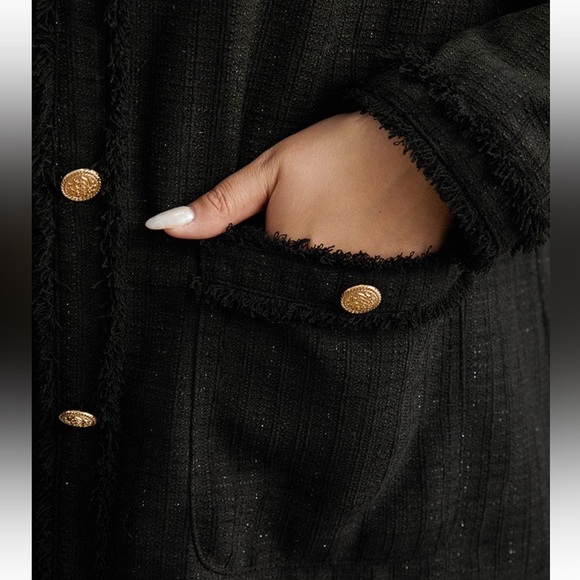 BloomChic Plus Size 2XL Fuzzy Trim Pocket Metal Button Fly Jacket - Picture 6 of 8